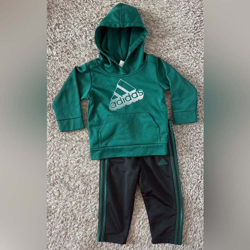adidas Green tracksuit Hoodie with White Logo